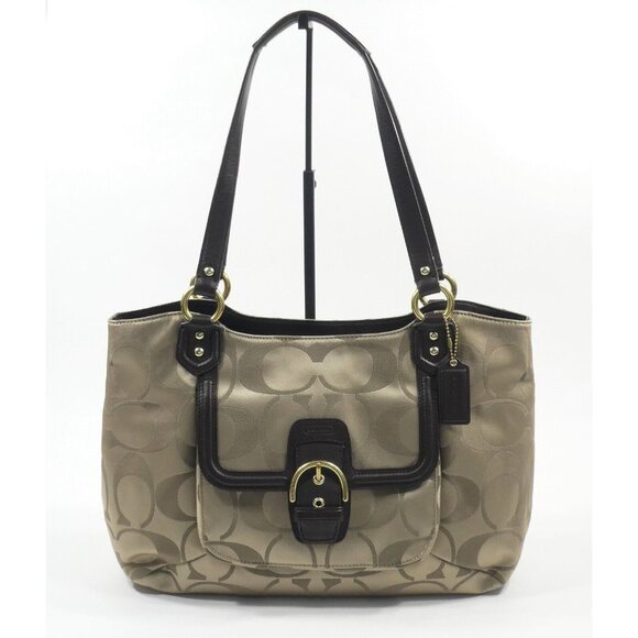 Coach Handbags - Coach Campbell Signature Belle Khaki Should Bag F25294